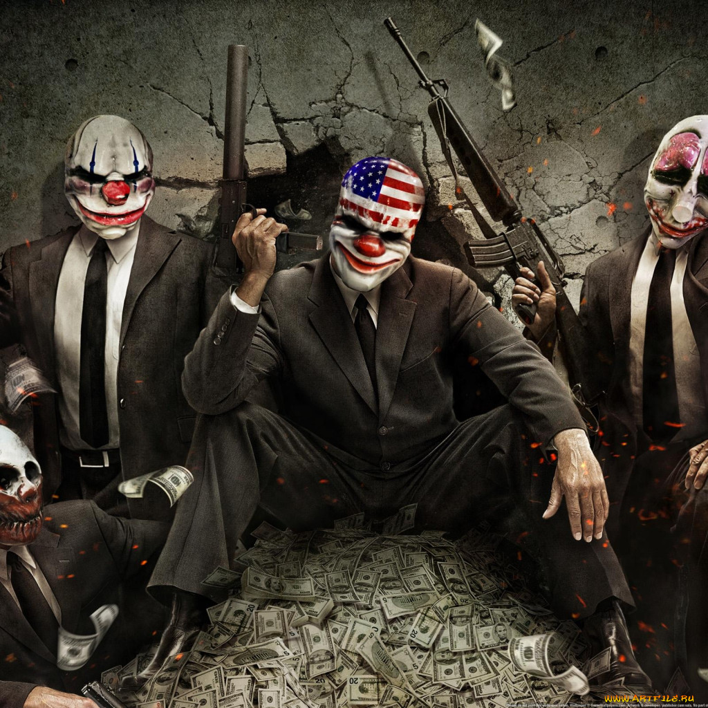 Обои PayDay: The Heist Видео Игры PayDay: The Heist, обои для рабочего  стола, фотографии payday, the, heist, видео, игры, оружие, доллары, маски  Обои для рабочего стола, скачать обои картинки заставки на рабочий